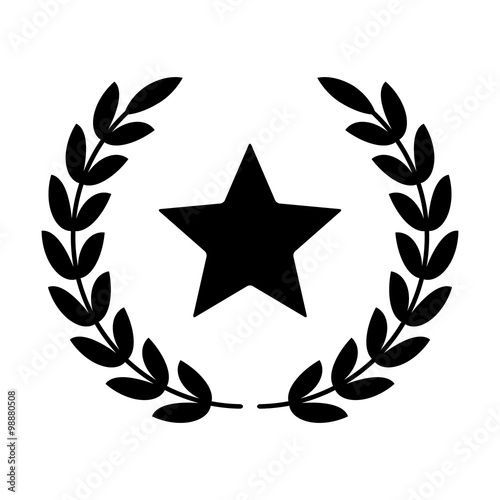 Laurel wreath with star - symbol of victory and glory flat icon